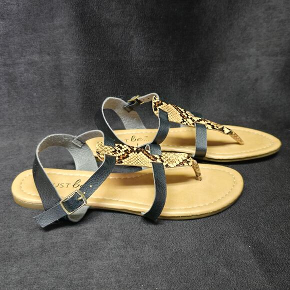 Just Be Animal Print Thong Sandals w. Adjustable Ankle Straps - Picture 2 of 6